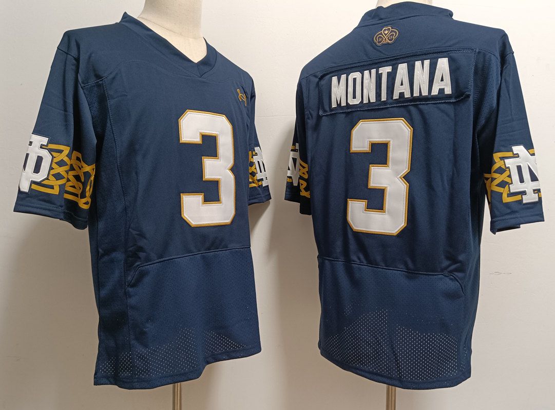 Men Norte Dame Fighting Irish #3 Montana Blue Elite 2025 NCAA Jersey